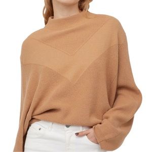 H&M Tan Ribbed Mock Neck Pullover Sweater